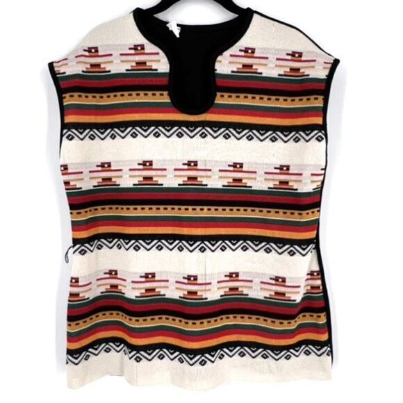 Vintage Women's Knit Bird Aztec Striped Southwestern Top‎ Multi-Color Large vest - Picture 2 of 8